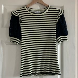 Tanya Taylor Ruffle and Lace sleeve top